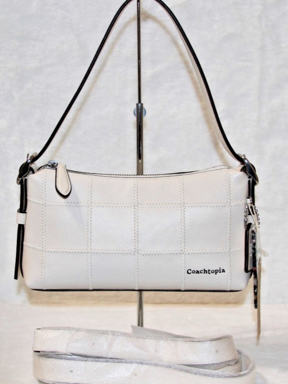 COACH Coachtopia Alter Ego Small Slouchy Shoulder Bag Chalk White Leather